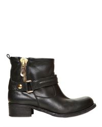 Strategia Black Leather Biker Low Boots