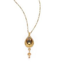 Judith Leiber | Metallic Deco Swarovski Crystal Teardrop Pendant Necklace | Lyst