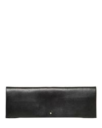 Rick Owens Black Brushed Leather Long Envelope Clutch