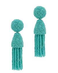 Oscar de la Renta | Blue Short Beaded Tassel Earrings | Lyst
