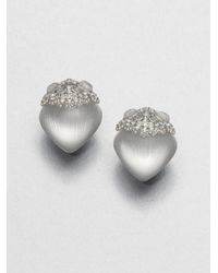 Alexis Bittar | Gray Lucite Swarovski Crystal Clipon Button Earrings | Lyst