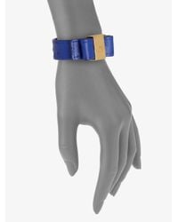 kate spade new york | Metallic Ostrich Stamped Leather Bow Bracelet | Lyst
