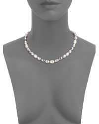 Majorica | Metallic 9mm White Grey Nuage Freshwater Pearl Sterling Silver Strand Necklace | Lyst