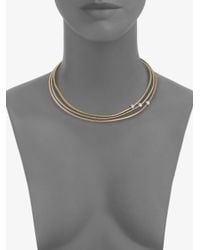 Roberto Coin | Metallic Diamond Accented 18k Gold Tri-tone Multi-row Snake Chain Necklace | Lyst