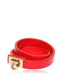 Ferragamo | Red Double Wrap Leather Bracelet | Lyst