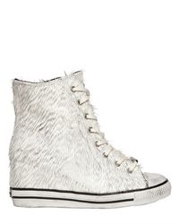 Black Dioniso White 80mm Patent Calfskin Fringe Wedge Shoe