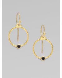 Gurhan | Metallic 24k Gold Black Diamond Hoop Earrings | Lyst