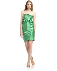 Halston | Green Emerald Sarong Knot Cocktail Dress | Lyst