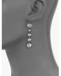 Ippolita | Metallic Clear Quartz Diamond Long Drop Blackened Sterling Silver Earrings | Lyst