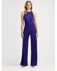 Lyst - Issa Silk Jumpsuit in Purple