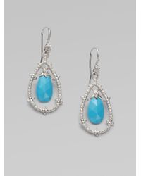 Judith Ripka | Blue Turquoise and White Sapphire Earrings | Lyst
