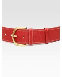 Prada | Red Pebbled Leather Belt/wide | Lyst