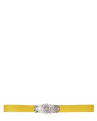 Balmain Yellow Silver Plaque Leather Belt