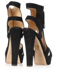 Charlotte Olympia Black Cara Suede Platform Sandals
