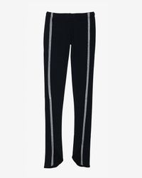 David Lerner Gray Leather Tux Stripe Legging