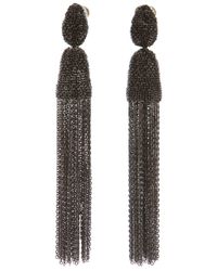 Oscar de la Renta | Black Long Beaded Tassel Earrings | Lyst