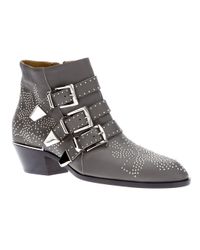 gray buckle booties