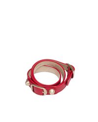Balenciaga | Red Balenciaga Classic Gold Bracelet Double Tour | Lyst