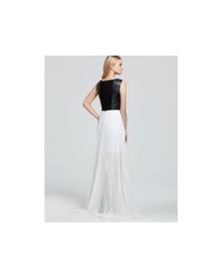 Lyst - Alice + olivia Leather Bodice Maxi Dress in White