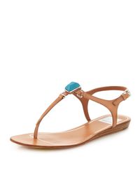 Dolce Vita | Brown Isold - Tan Leather Thong Gem Sandal | Lyst
