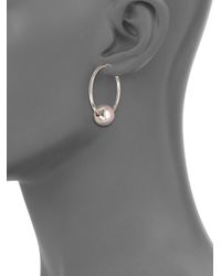 Majorica | Pink 12mm Nuage Round Pearl Sterling Silver Hoop Earrings | Lyst