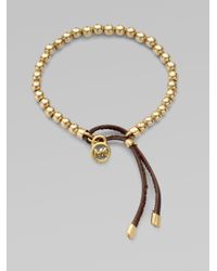 Michael Kors | Metallic Leather Accented Beaded Bracelet | Lyst