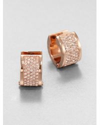 Michael Kors | Metallic Pavé Silvertone Huggie Earrings/0.5 | Lyst