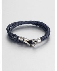 Tod's | Blue Leather Double-wrap Bracelet for Men | Lyst