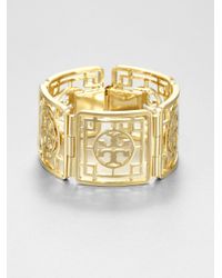 Tory Burch | Metallic Open-Work Logo Bracelet | Lyst