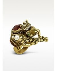 Alcozer & J - Metallic Gemstone Frog Prince Ring - Lyst