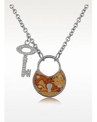 Alviero Martini 1A Classe - Metallic 1a Prima Classe Geo Lock Crystal Key Pendant Necklace - Lyst