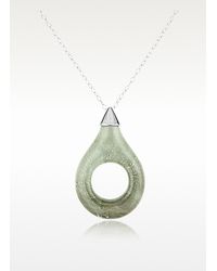 Antica Murrina | Gray Drop Murano Glass Loop Pendant with Sterling Silver Chain | Lyst
