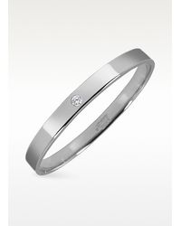 Manuel Zed - Metallic Central Cubic Zirconia Stainless Steel Bangle Bracelet - Lyst