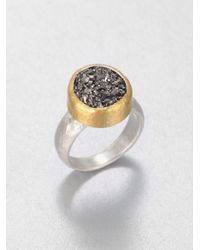 Gurhan | Metallic Galaxy Black Druzy, 24K Yellow Gold & Sterling Silver Ring | Lyst