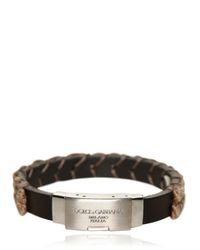 Dolce & Gabbana | Black Woven Leather Rope Bracelet | Lyst