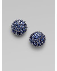 M.c.l Matthew Campbell Laurenza | Blue Pavé Sapphire Half Ball Stud Earrings | Lyst