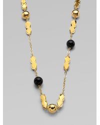Tory Burch | Metallic 16k Goldplated Clover Rosary Necklace | Lyst