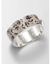 Alexander McQueen | Pink Two Tone Enamel Skull Bangle Bracelet | Lyst