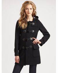 Burberry Brit | Black Wool Duffle Coat | Lyst