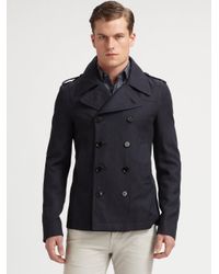 Burberry | Black Leagrove Peacoat for Men | Lyst