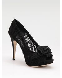 Dolce & Gabbana | Black Lace Platform Pumps | Lyst