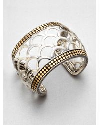 John Hardy | Metallic 18k Gold Sterling Silver Scaled Wide Cuff Bracelet for Men | Lyst