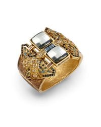 Judith Leiber | Metallic Deco Crystal Filigree Cuff | Lyst