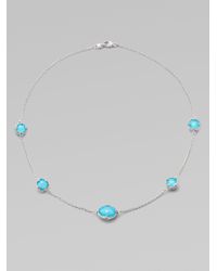 Judith Ripka | Metallic Turquoise and Clear Crystal Sterling Silver Necklace | Lyst