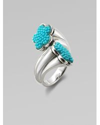 Lagos | Metallic Turquoise Accented Flower Crossover Ring | Lyst