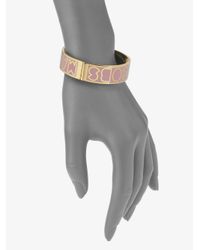 Marc By Marc Jacobs | Pink Enamel Accented Logo Bangle Braceletwide | Lyst