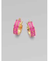 Marc By Marc Jacobs | Pink Enamel Huggie Hoop Earrings | Lyst
