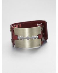 McQ | Brown Leather Razor Cuff Bracelet | Lyst