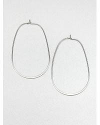 Michael Kors | Metallic Stainless Steel Oval Hoop Earrings | Lyst
