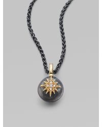 Mizuki | Black 14k Yellow Gold Sterling Silver Diamond Ball Necklace | Lyst